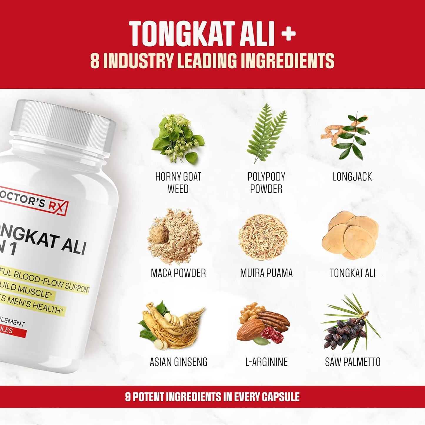 EPN Supplements Doctor's RX: Tongkat Ali & Horny Goat Weed Blend for Enhanced Blood Flow, Mood, and Stamina - 60 Capsules - BoostGo Australia