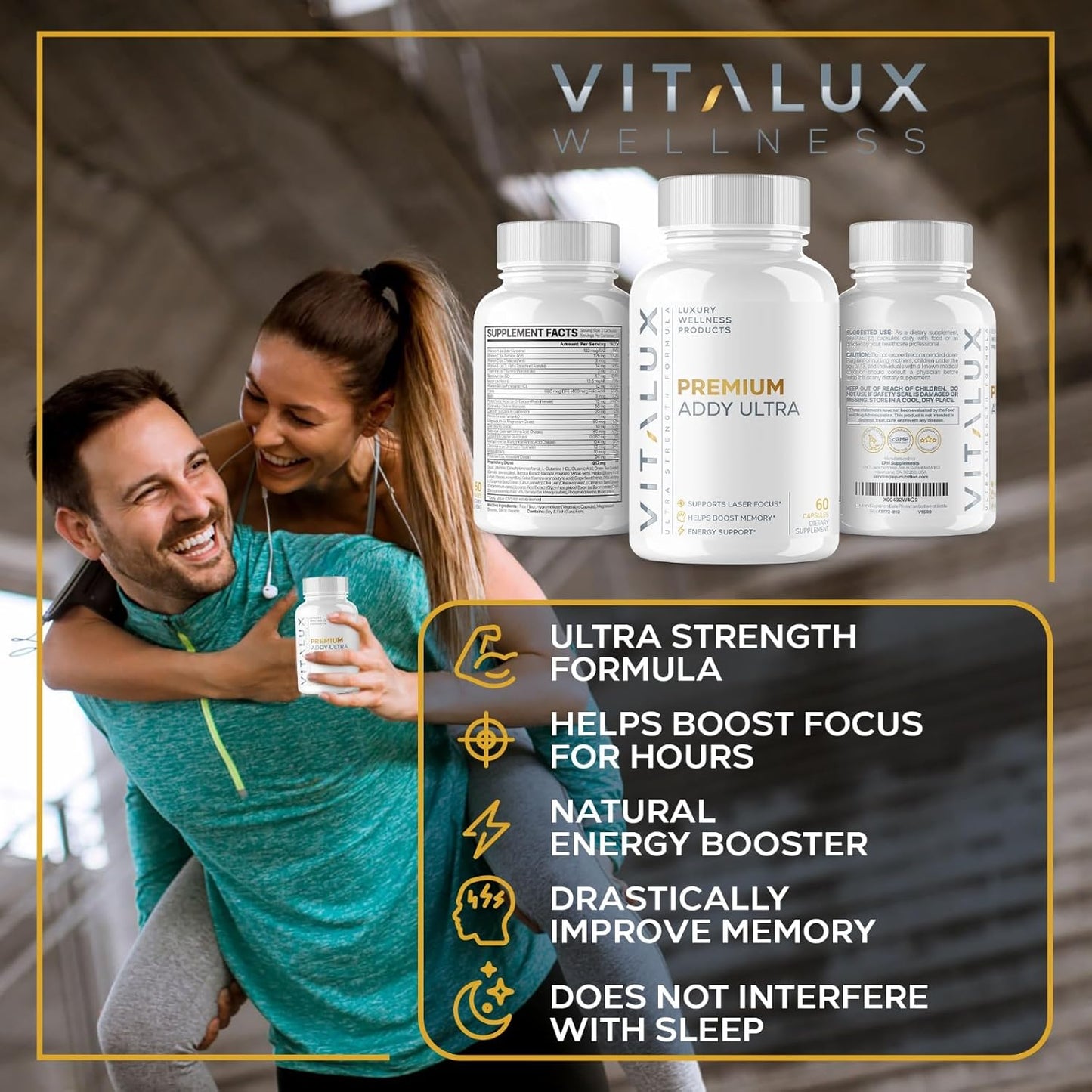 EPN Supplements VITALUX || ADDY ULTRA: Best Adderall Alternative for Improved Focus, Memory, and Energy | 38+ Powerful Ingredients | Science-Backed and USA-Made - 60 Capsules