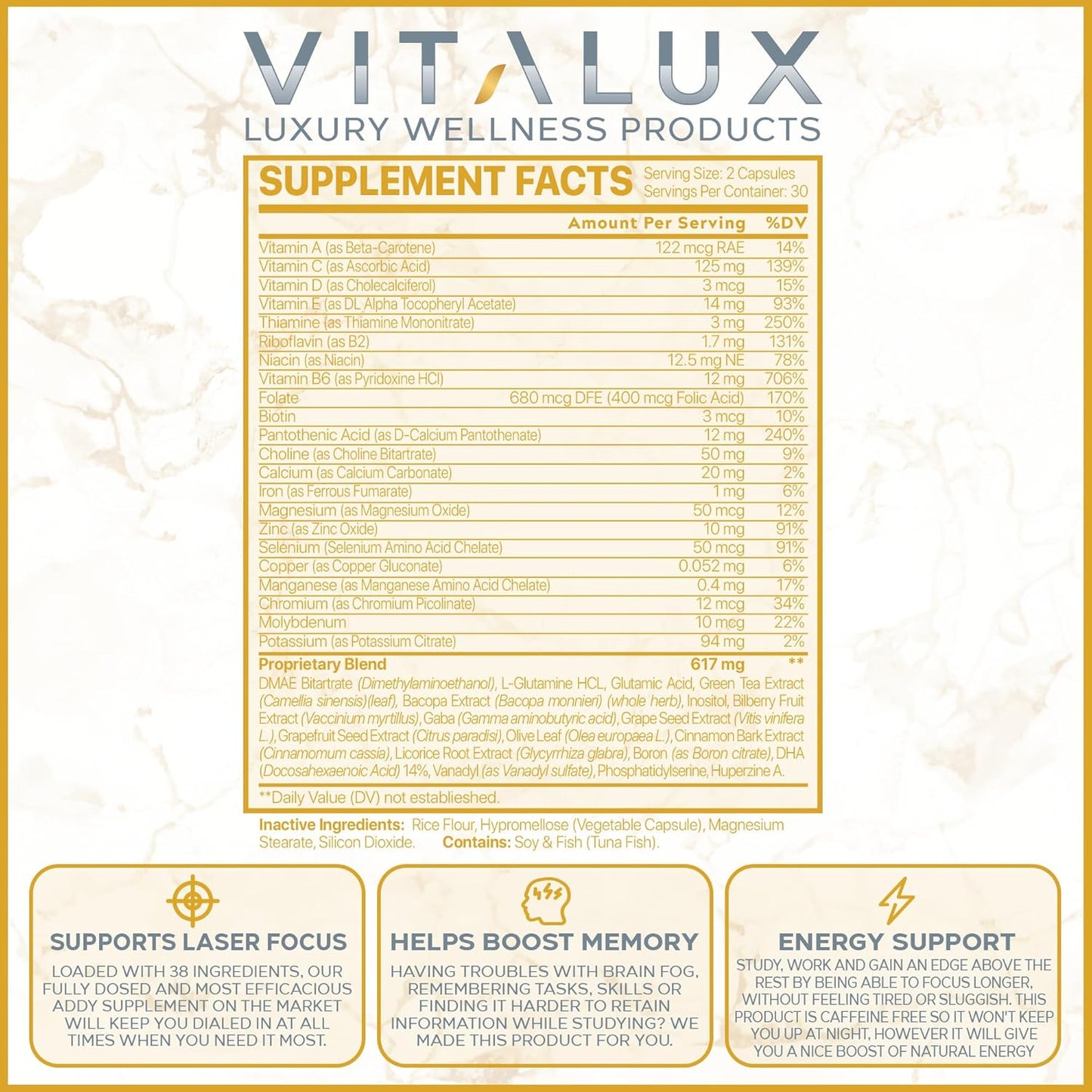 EPN Supplements VITALUX || ADDY ULTRA: Best Adderall Alternative for Improved Focus, Memory, and Energy | 38+ Powerful Ingredients | Science-Backed and USA-Made - 60 Capsules