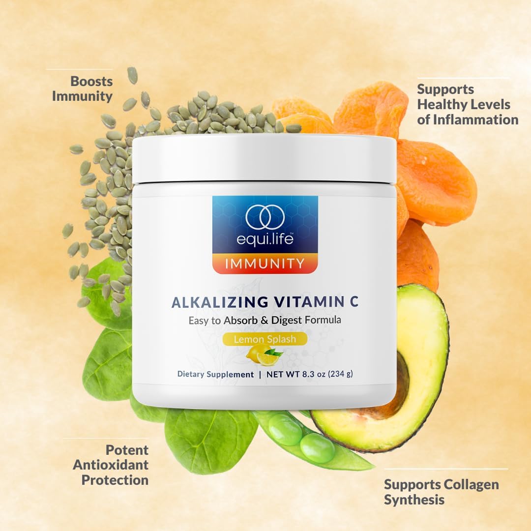 Equilife Alkalizing Vitamin C Powder Supplement for Immune Support, Energy Boost, and Skin Health (8.3 oz)