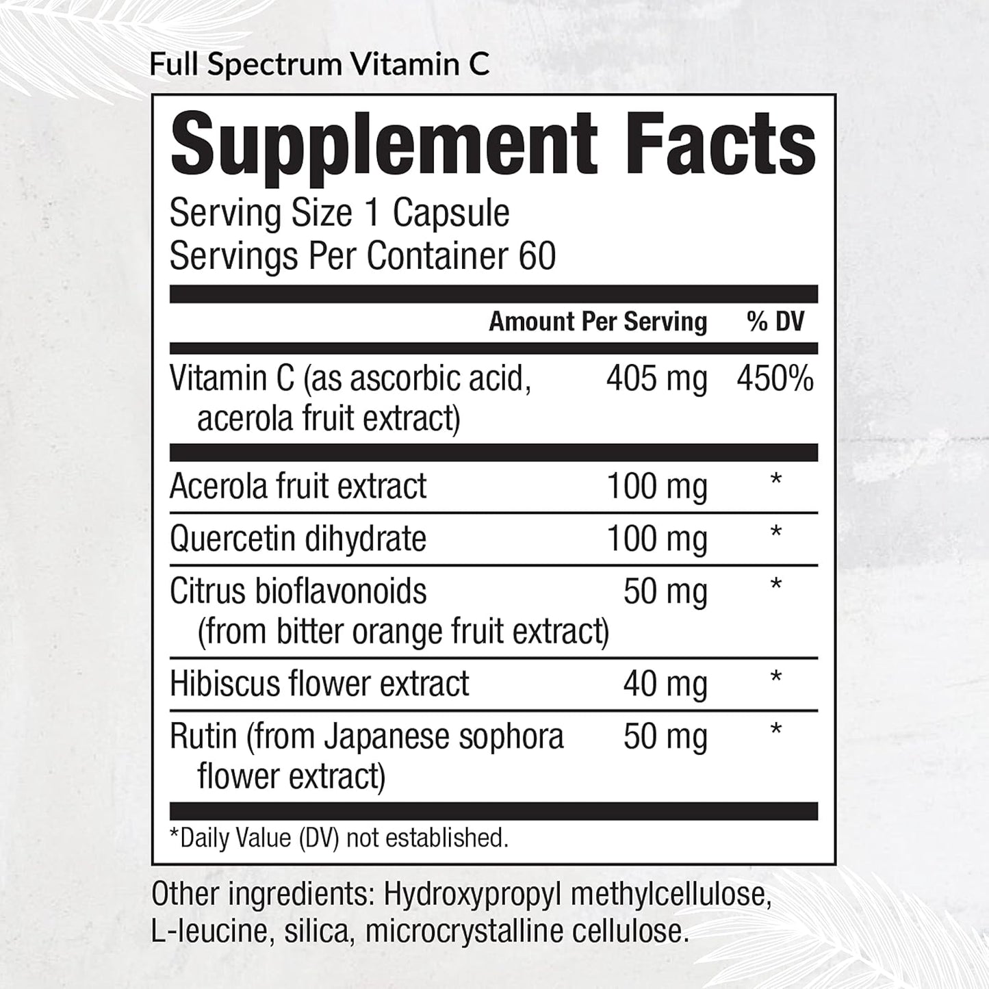 Equilife Full Spectrum Vitamin C Capsules - Immune Support & Antioxidant Supplement for Skin Moisture & Irritation Relief (60 Count)