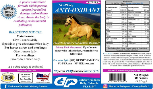 Equine Antioxidant Supplement - Supports Horse Health, Fights Pollutants & Oxidative Stress - 20lb, 5 Month Supply