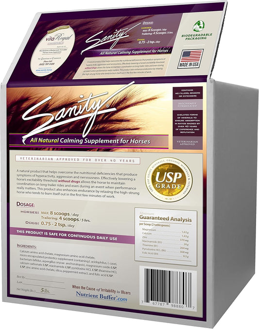 Equine Calming Focus Supplement with Magnesium, Calcium, Zinc, B Vitamins, Amino Acids & Probiotics