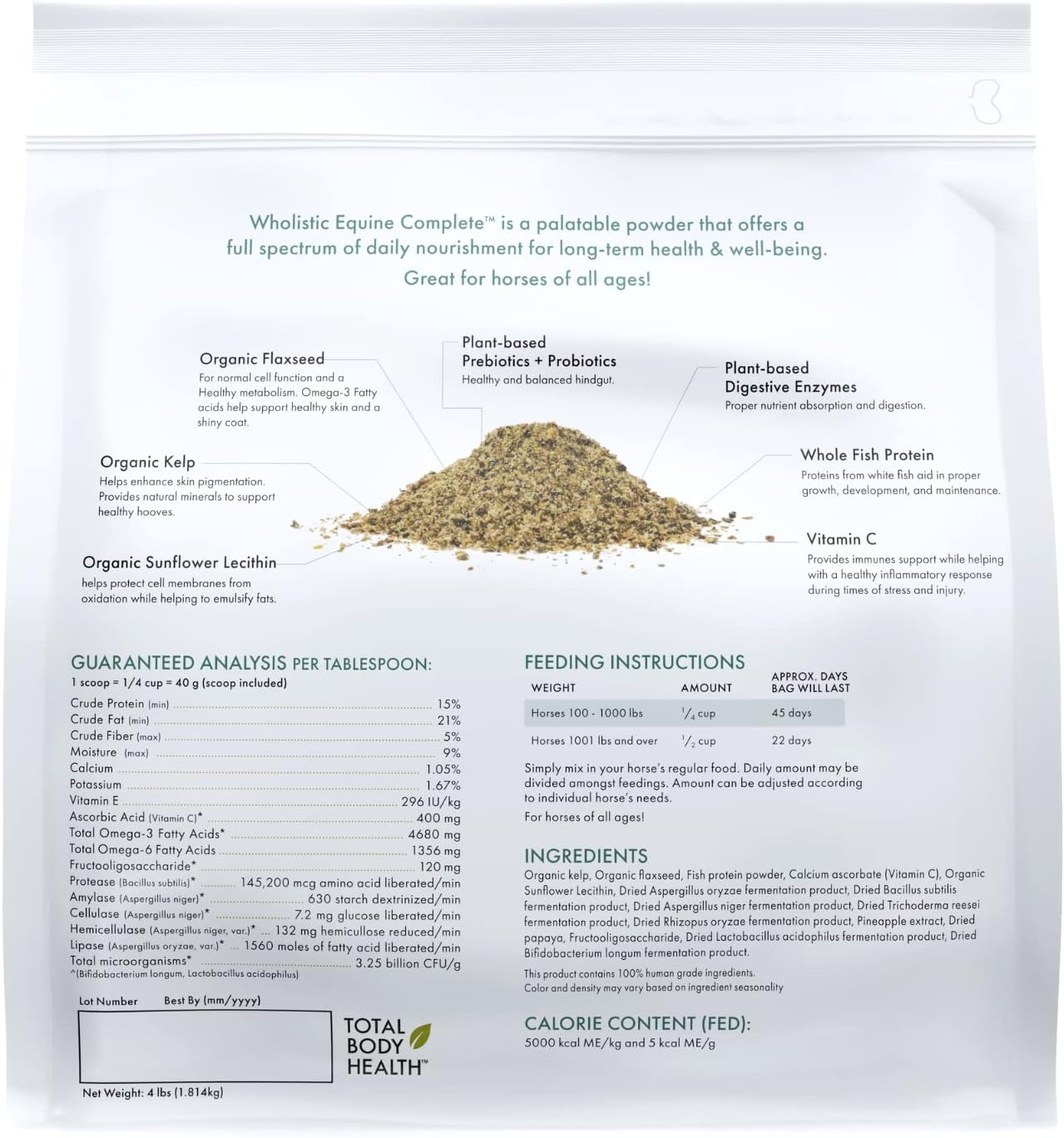 Equine Complete: Horse Multivitamin for Total Body Health - 4 Lb Horse Supplement with Vitamins, Minerals, Prebiotics, Probiotics, Antioxidants
