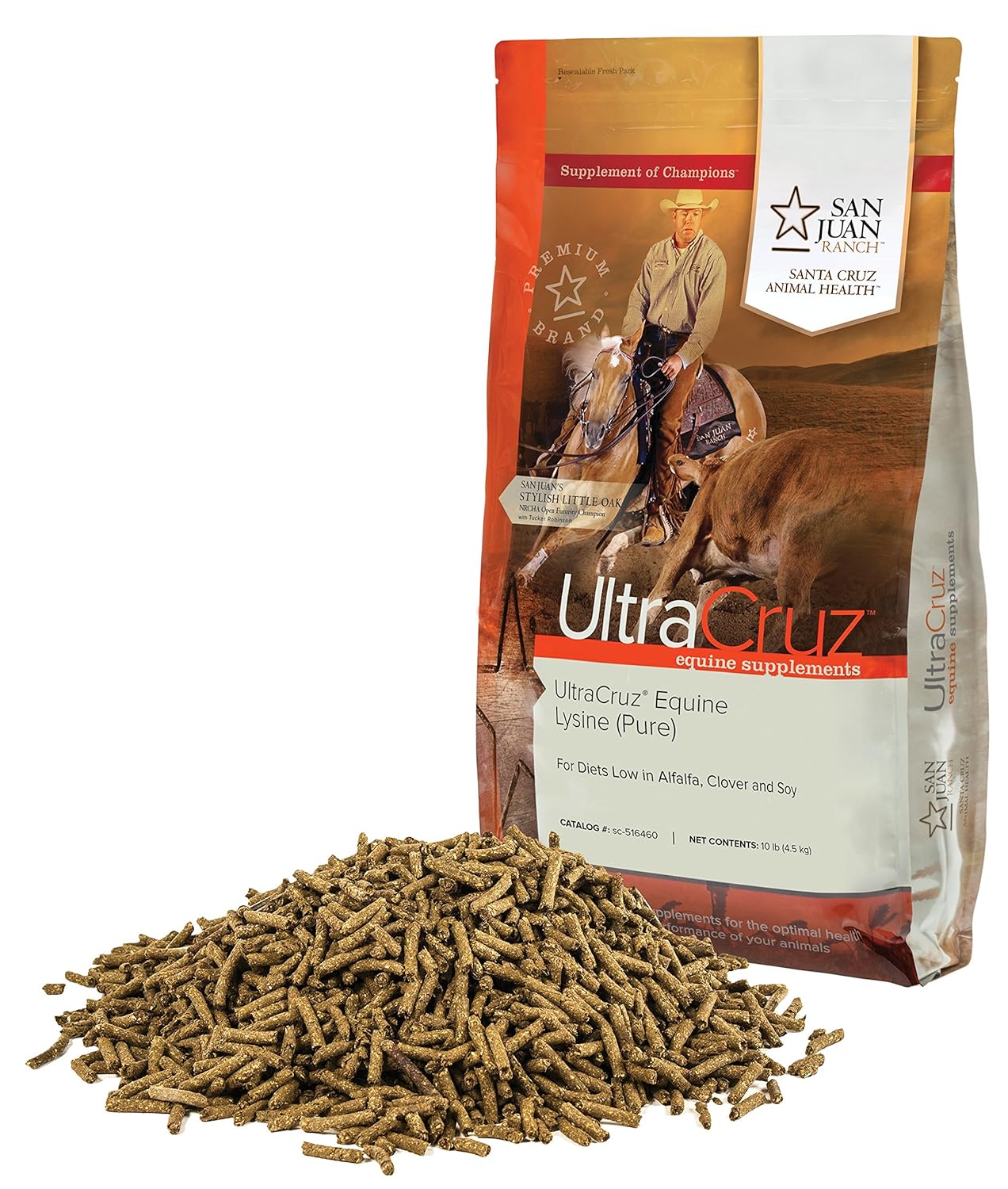 Equine Lysine Supplement for Horses - 10 lb. Pellet, 80 Day Supply by UltraCruz