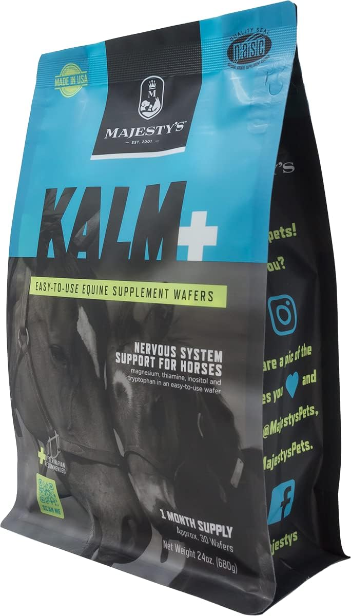 Equine Majesty's Kalm Wafers for Balanced Behavior and Nervous System - Tryptophan, Vitamin B1, Winter Cherry - 30 Count