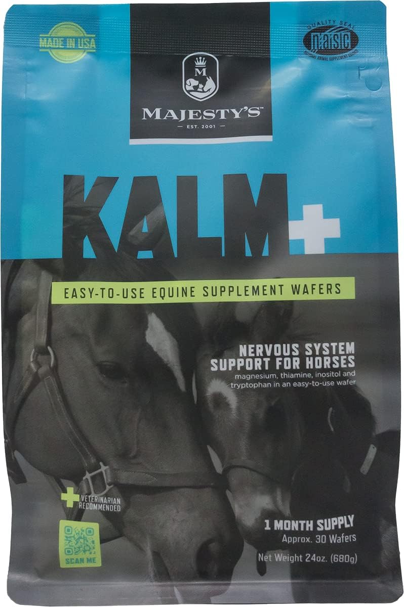 Equine Majesty's Kalm Wafers for Balanced Behavior and Nervous System - Tryptophan, Vitamin B1, Winter Cherry - 30 Count