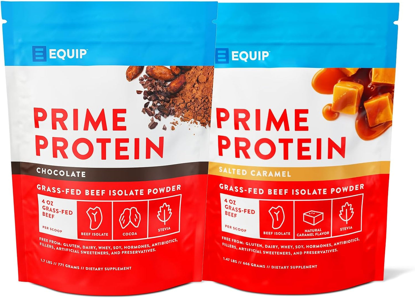 Equip Foods Prime Protein Powder Bundle - Chocolate & Salted Caramel Flavors