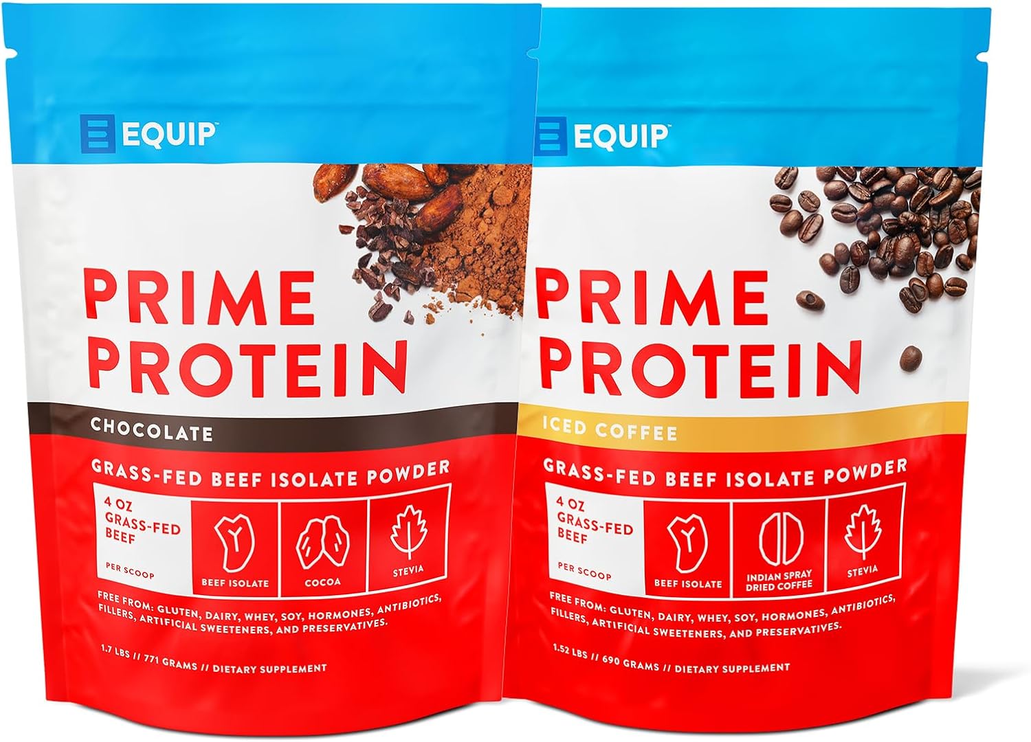 Equip Foods Prime Protein Powder Bundle - Chocolate & Iced Coffee Flavor