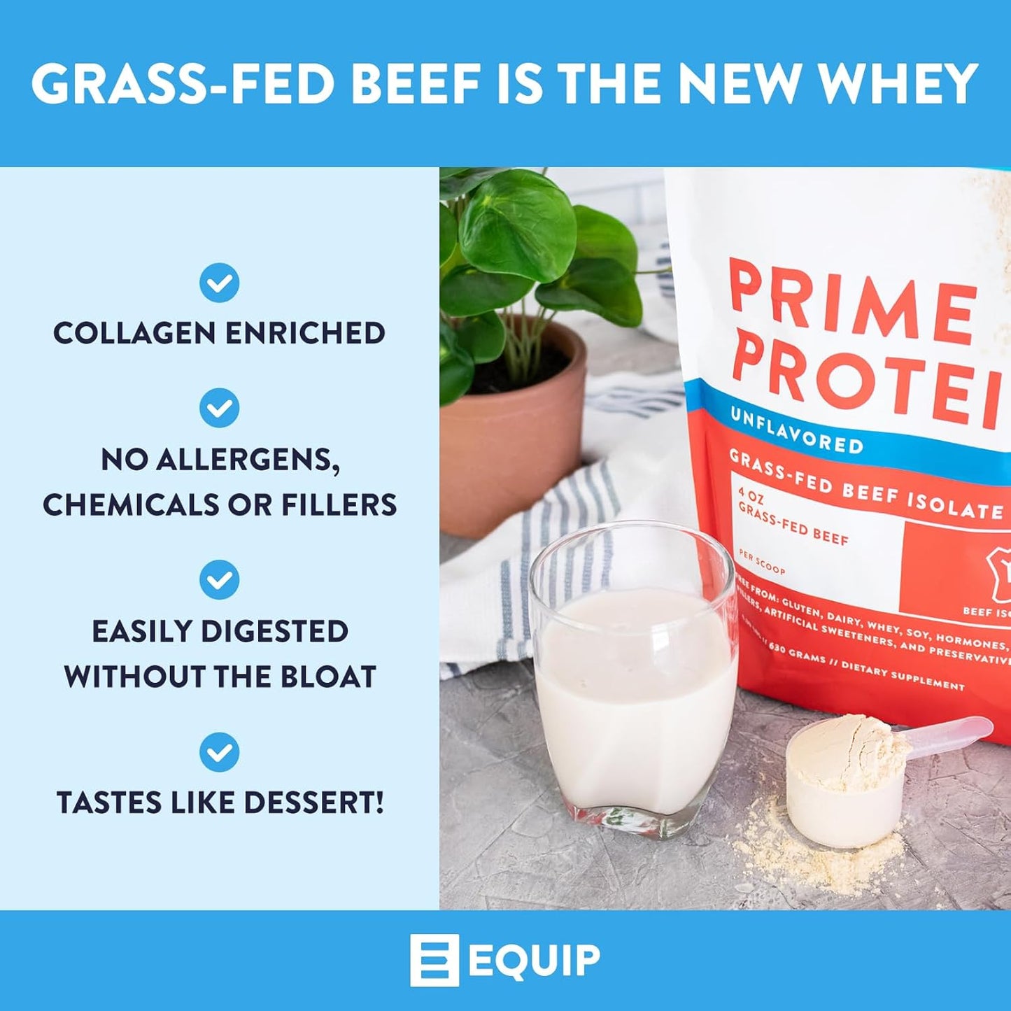 Equip Foods Prime Protein Powder Bundle - Unflavored and Iced Coffee Flavors