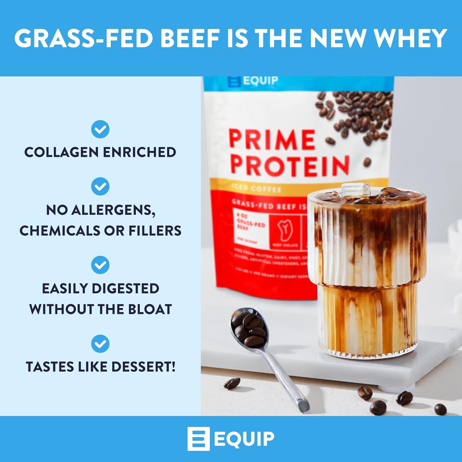 Equip Foods Prime Protein Powder Bundle - Unflavored and Iced Coffee Flavors