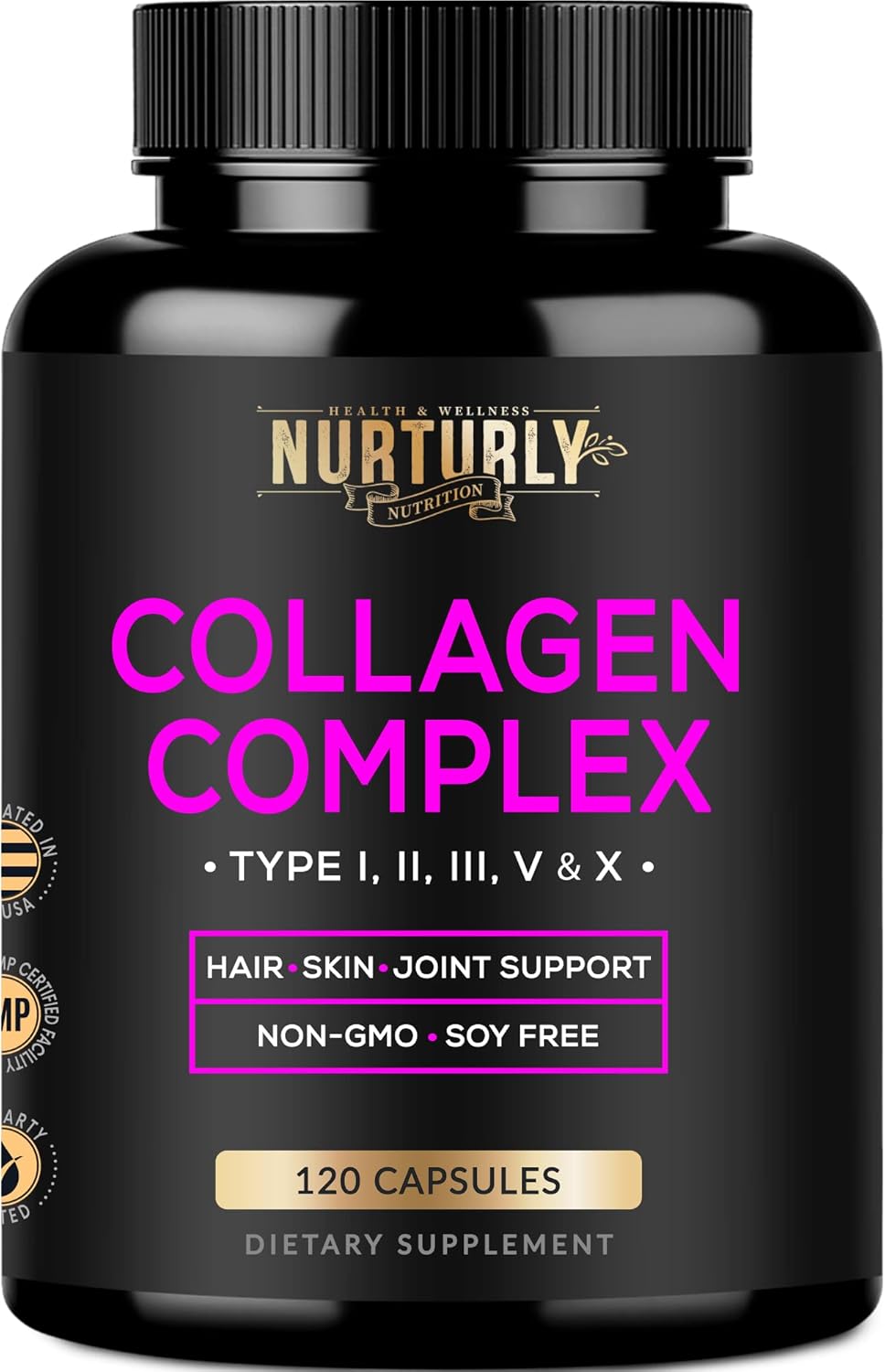 Essential B Vitamins & Collagen Peptides Powder Capsules - NURTURLY Multi Vitamin Complex with Biotin & Hydrolyzed Collagen - B1, B2, B3, B5, B6, B7, B9, B12