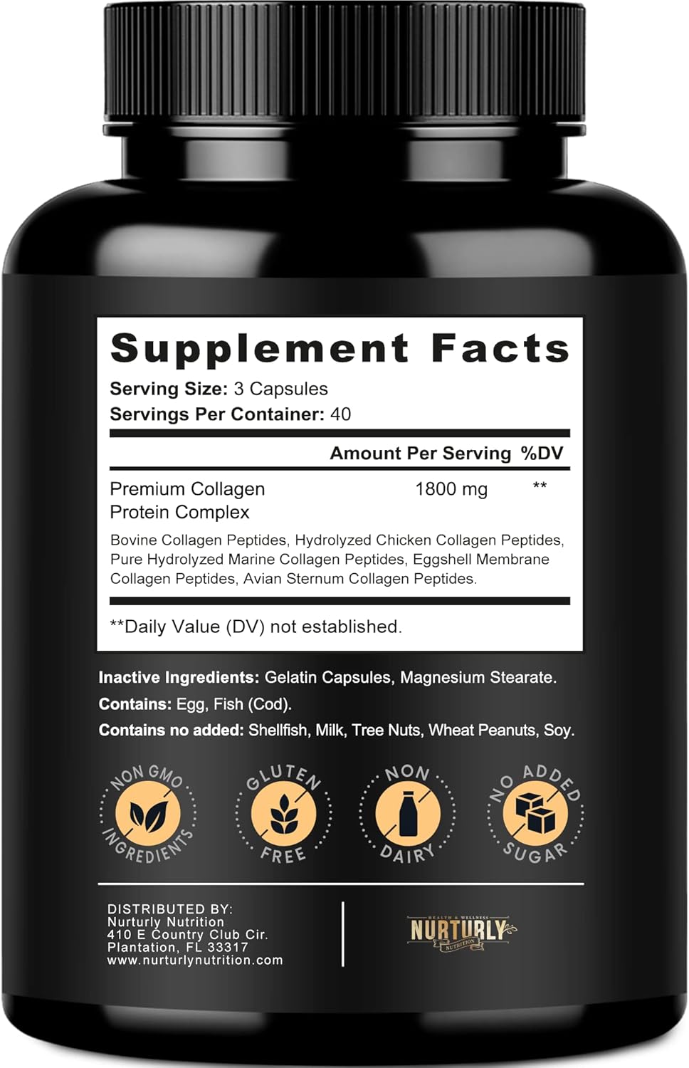 Essential B Vitamins & Collagen Peptides Powder Capsules - NURTURLY Multi Vitamin Complex with Biotin & Hydrolyzed Collagen - B1, B2, B3, B5, B6, B7, B9, B12