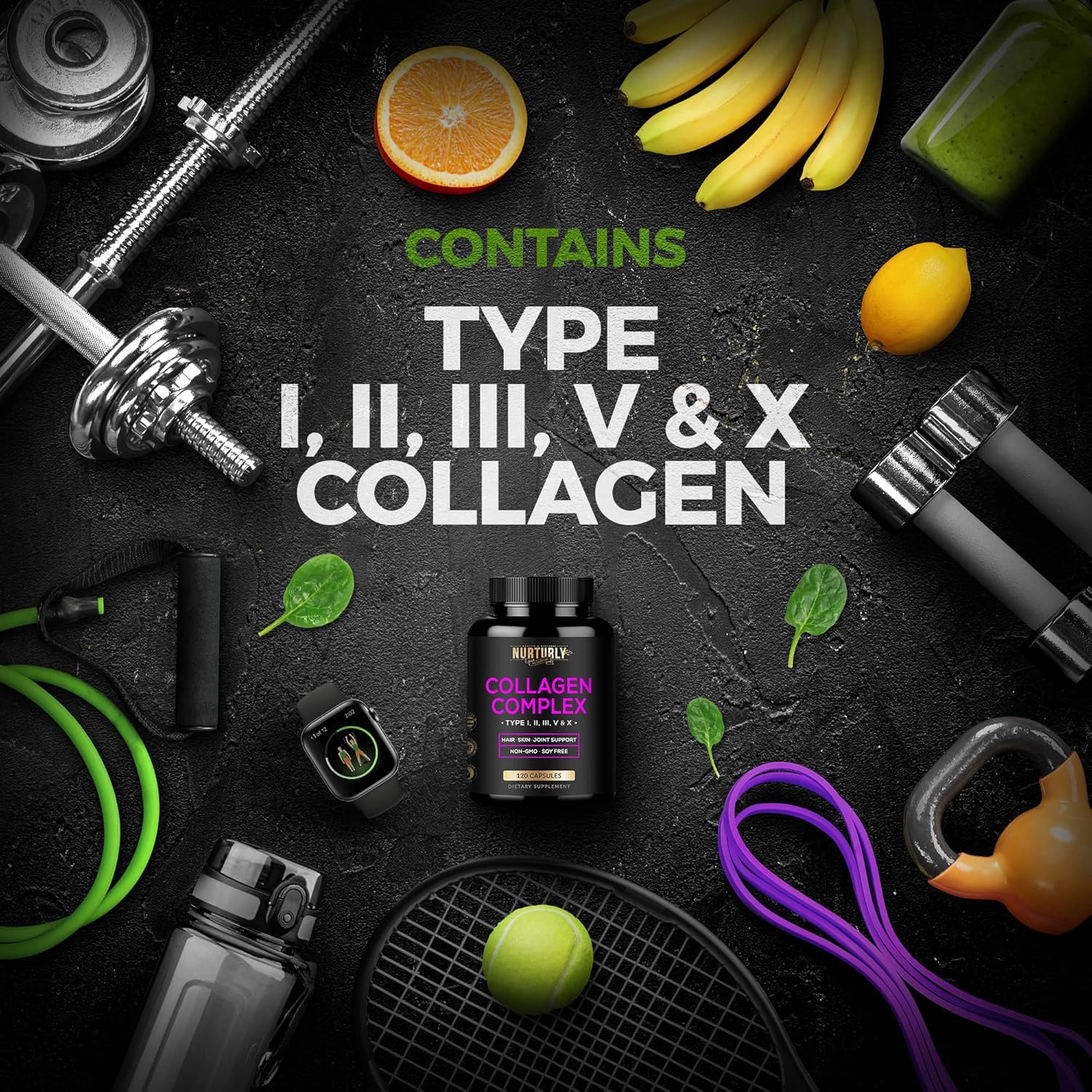 Essential B Vitamins & Collagen Peptides Powder Capsules - NURTURLY Multi Vitamin Complex with Biotin & Hydrolyzed Collagen - B1, B2, B3, B5, B6, B7, B9, B12