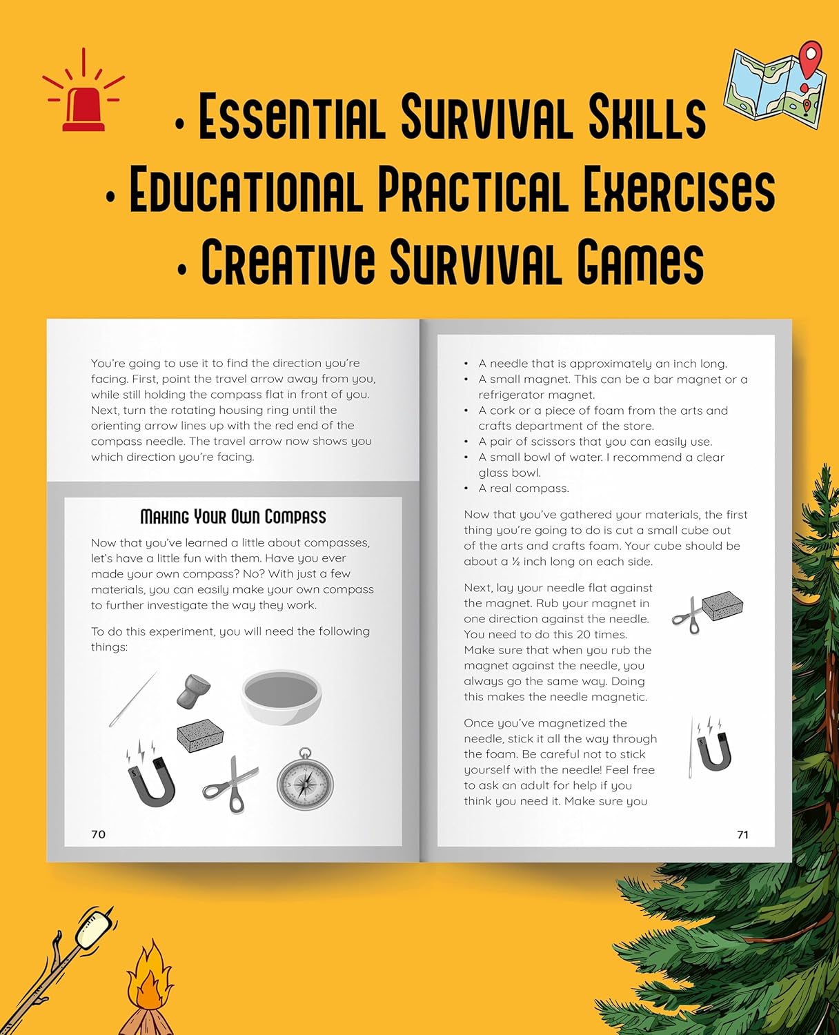 Essential Survival Skills for Boys: Shelter Building, First Aid, Water/Food Finding, Fire Making, Navigation - Exercises, Illustrations, Sketches