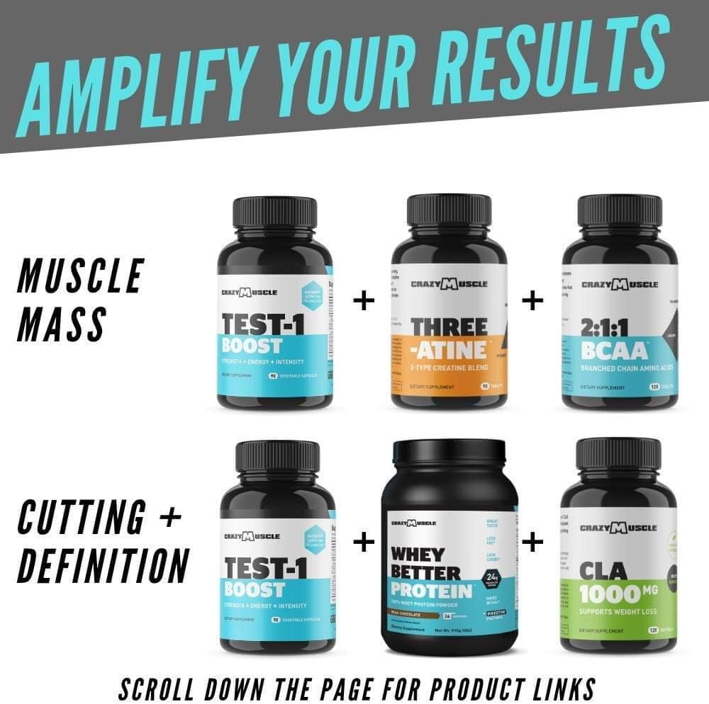 Essential Testosterone Boost with BCAA for Muscle Growth (2 Month Supply)