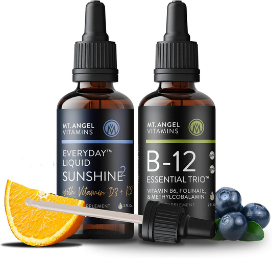 Essential Trio: B12 Vitamins + Liquid Sunshine D3+K2 Supplement Pack
