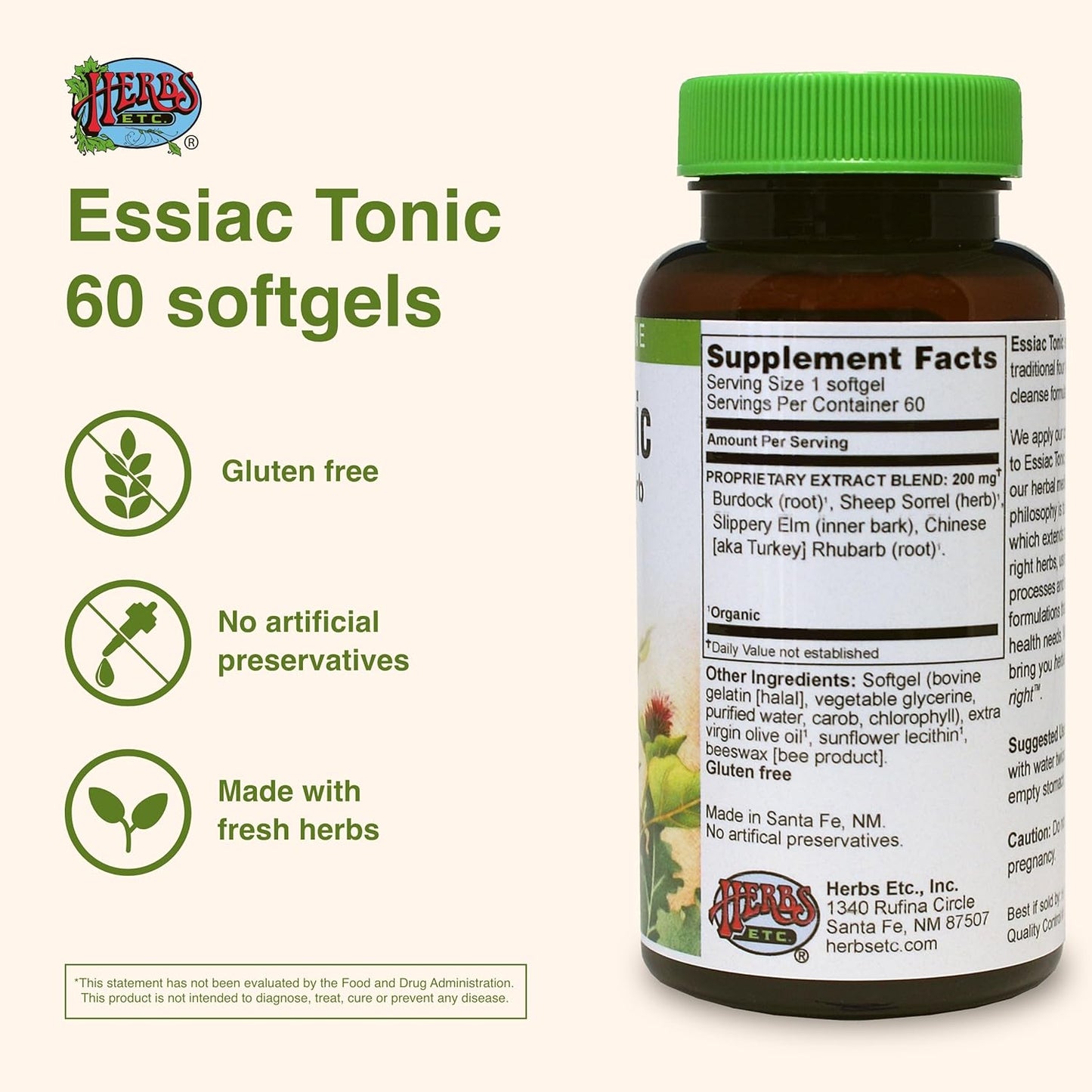 Essiac Tonic Softgels by Herbs Etc. - 60 Count