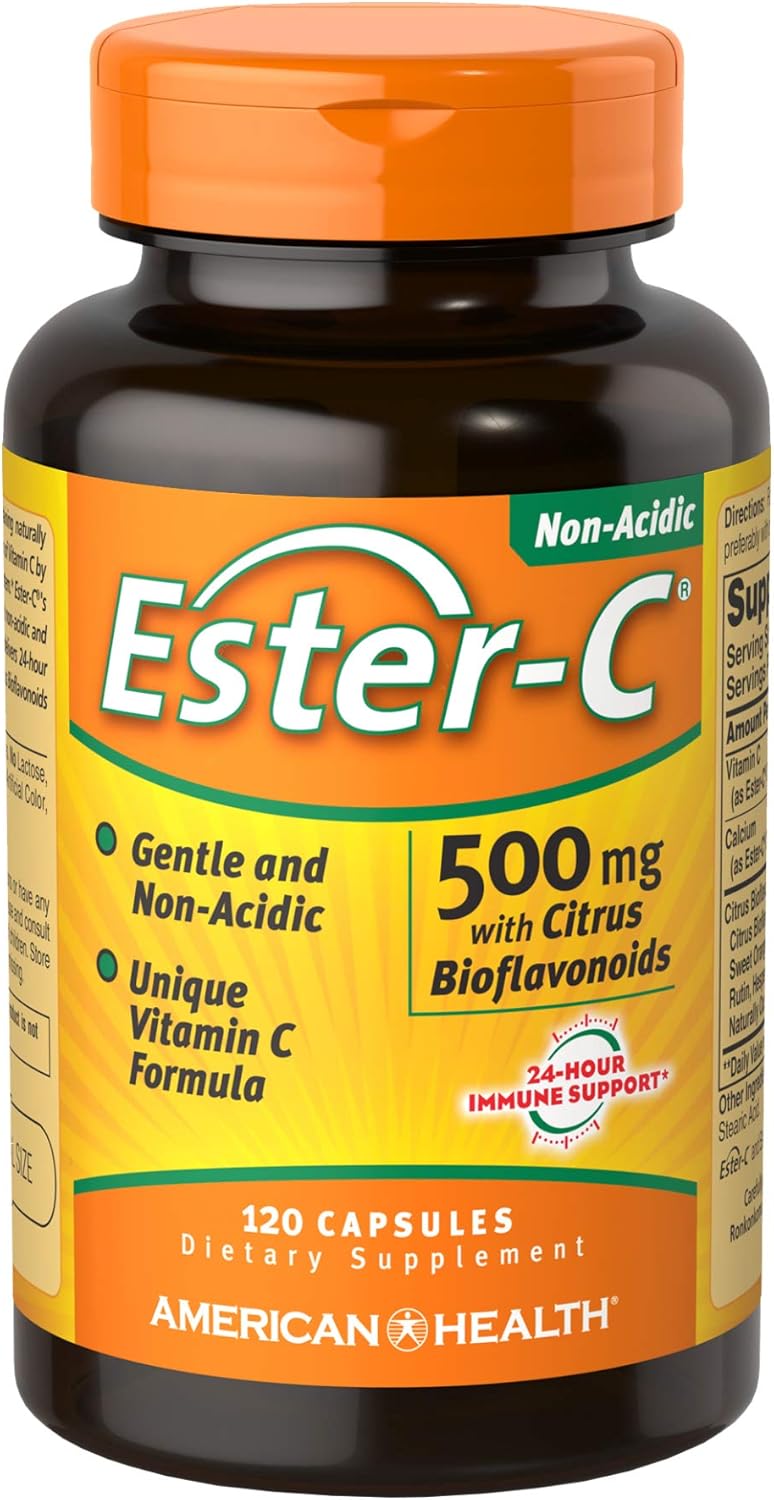Ester-C® 500 mg Capsules with Citrus Bioflavonoids - 120 Count - American Health - Pack of 1
