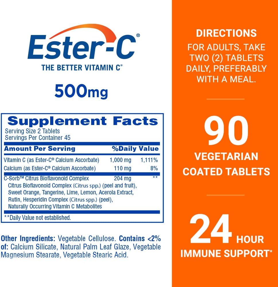 Ester-C 500mg Vitamin C Tablets - 24 Hour Immune Support, 360 Count Pack