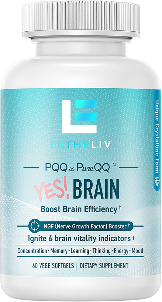 ESTHELIV® Yes! Brain Support Supplement - 60 Vegetarian Softgels for Cognitive Health