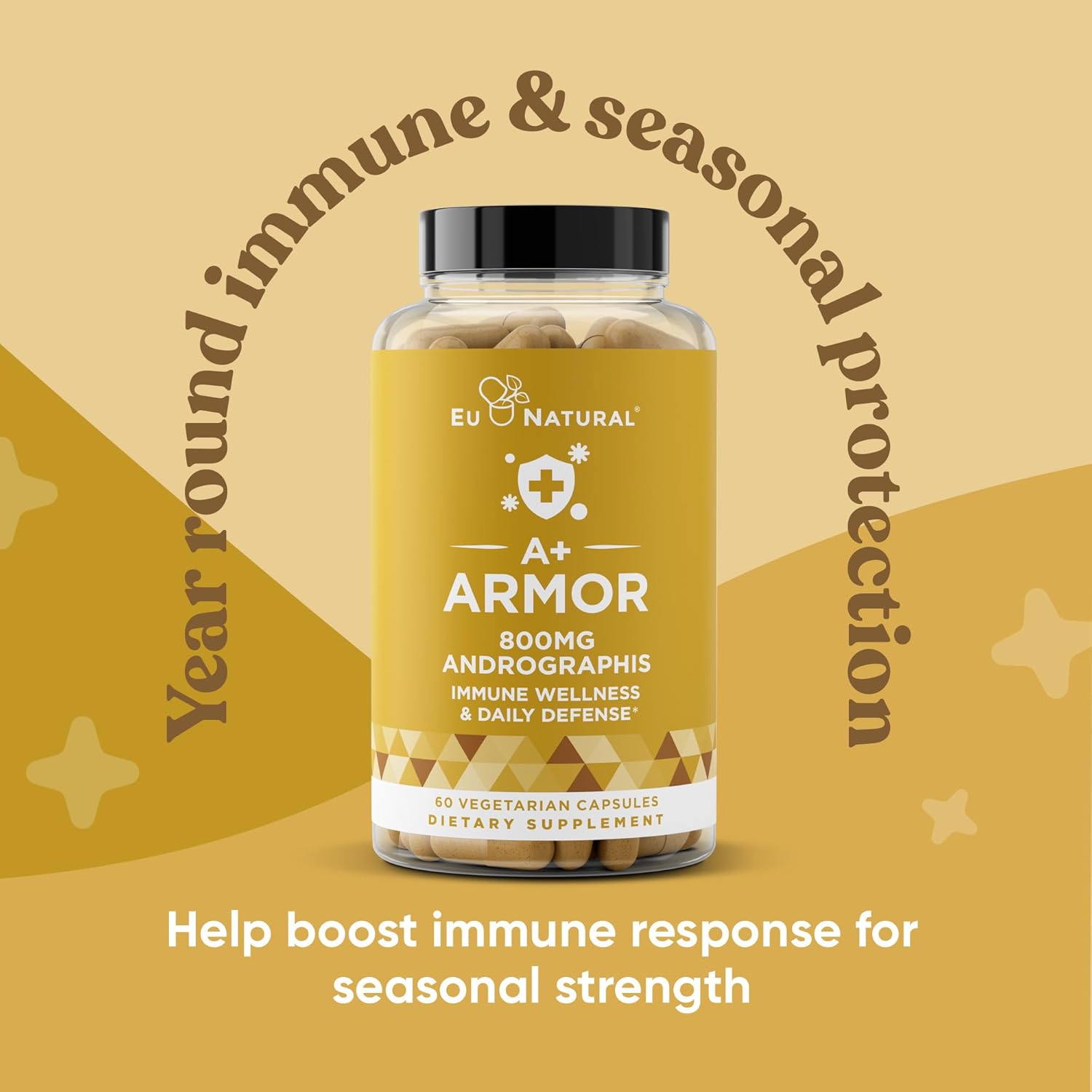 Eu Natural A+ Armor Andrographis Pure 800 Mg Capsules - Boost Immune System, Physical Wellness, Seasonal Protection - Full-Spectrum & Standardized Vegan Supplement - BoostGo Australia