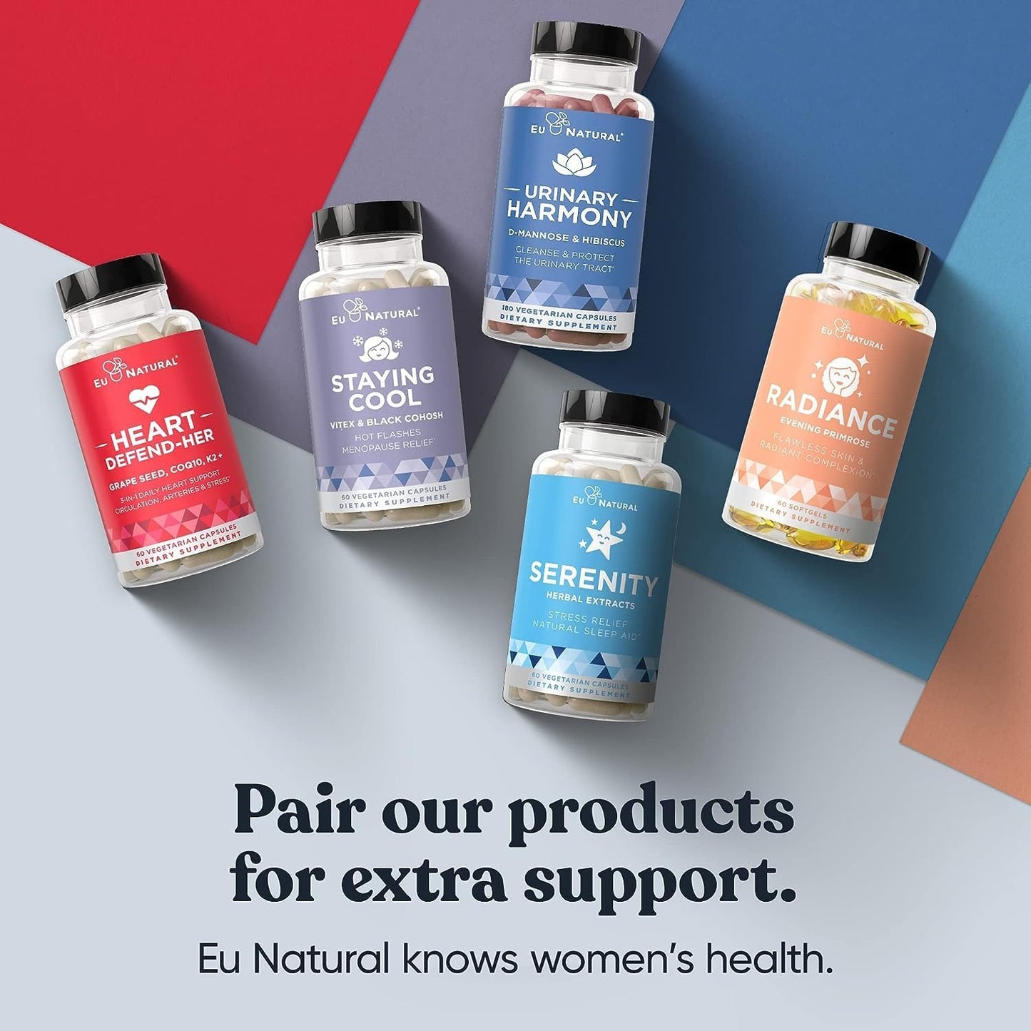 Eu Natural Heart Defend-Her Women's Heart Health Supplements with Grape Seed Extract, Vitamin K2 MK-7, and CoQ10 - Supports Blood Pressure, Artery, and Bone Strength - 60 Vegetarian Capsules - BoostGo Australia