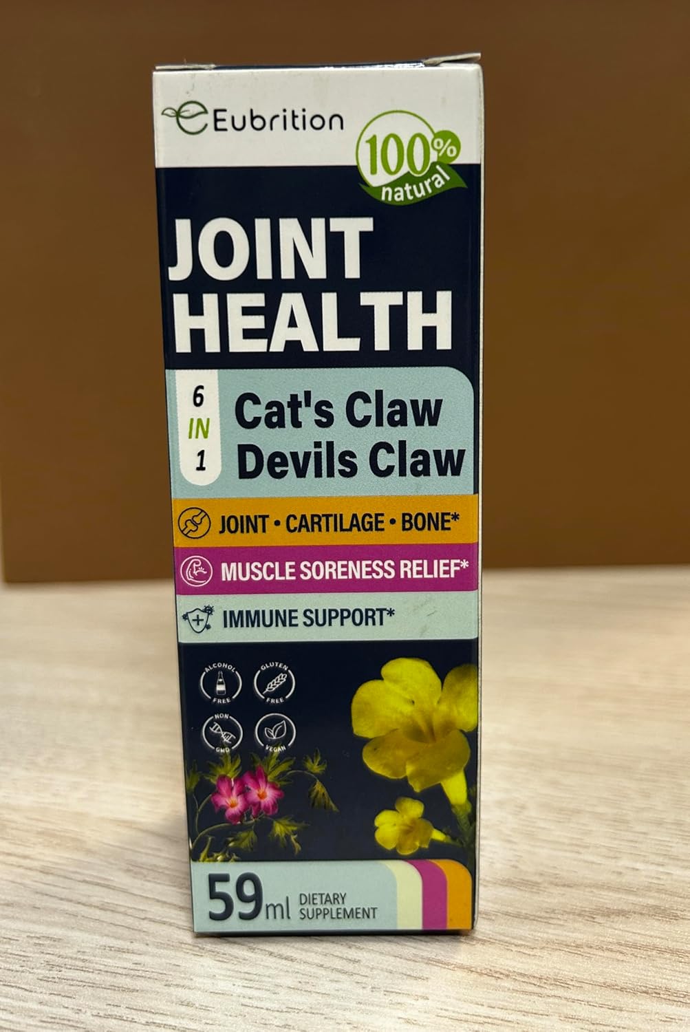 Eubrition Herbal Drops for Cats Claw & Devils Claw with Chondroitin, MSM, Curcumin Turmeric Extract - Muscle Soreness Relief & Immune Support - 2oz