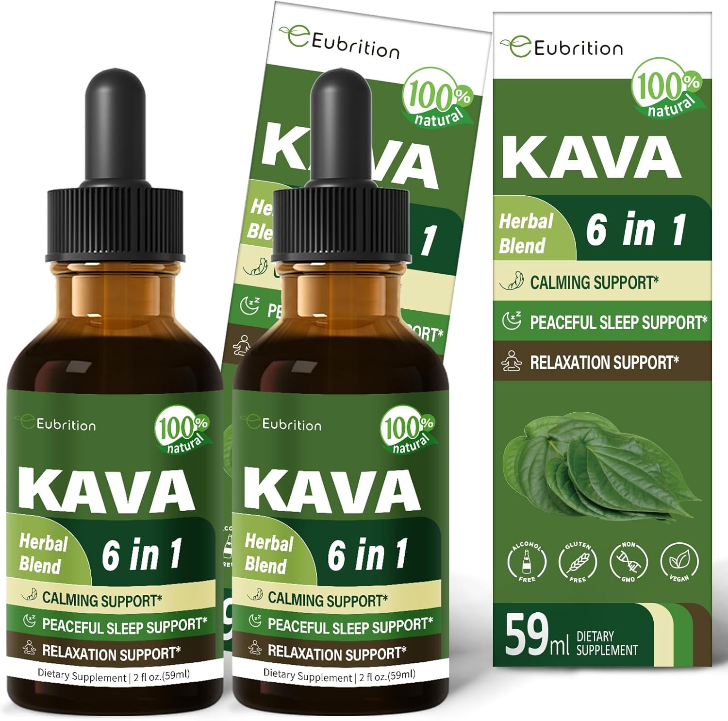 Eubrition Kava Root Liquid Supplement with Valerian and Chamomile Extract for Relaxation and Sleep Support - 4 oz