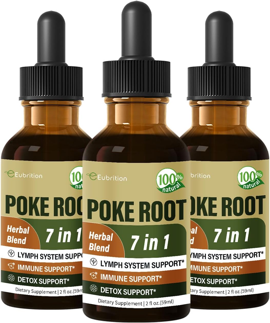 Eubrition Lymphatic Support Drops with Poke Root Extract, Goldenseal, and Dandelion - 6oz Detox and Immune Boost Formula