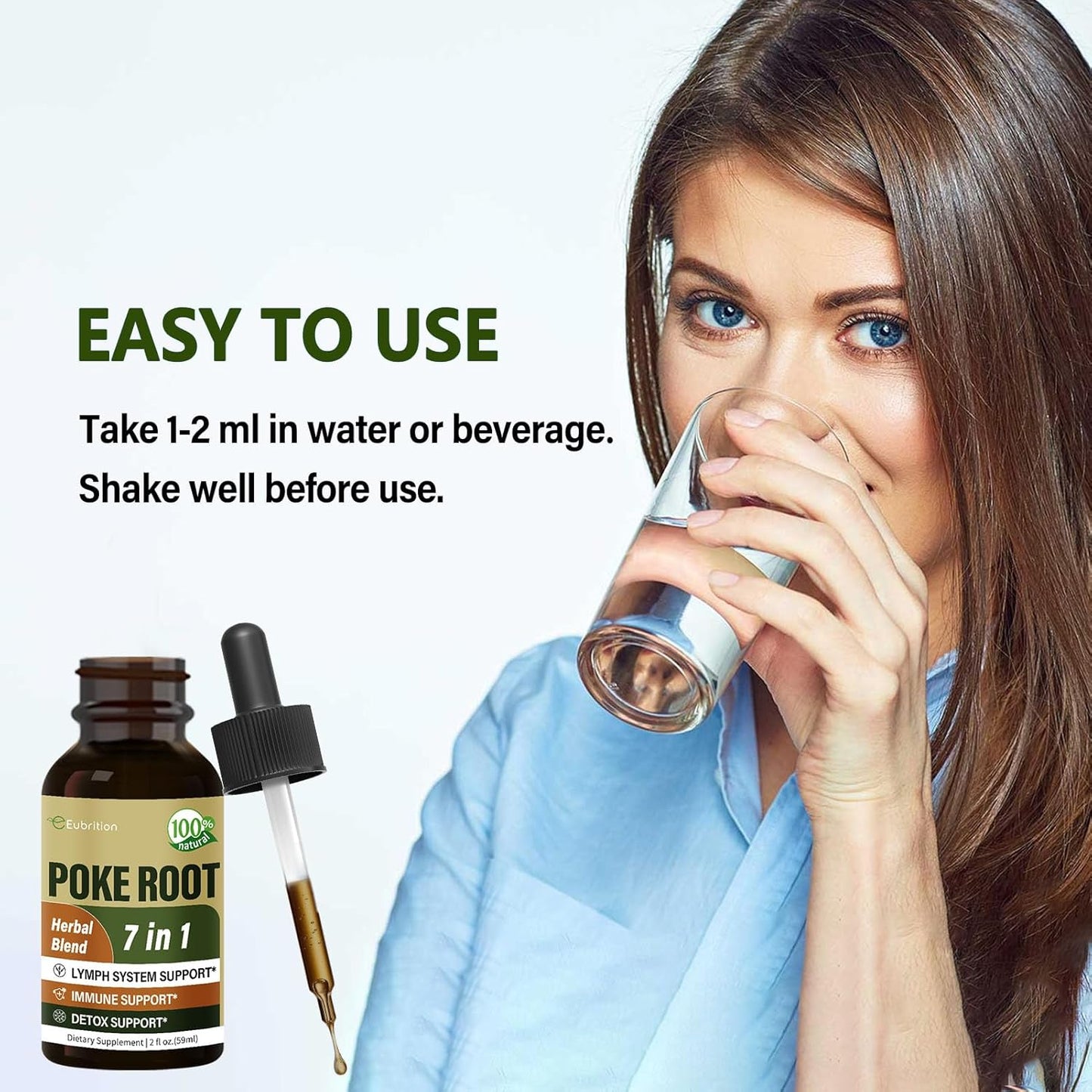 Eubrition Lymphatic Support Drops with Poke Root Extract, Goldenseal, and Dandelion - 6oz Detox and Immune Boost Formula