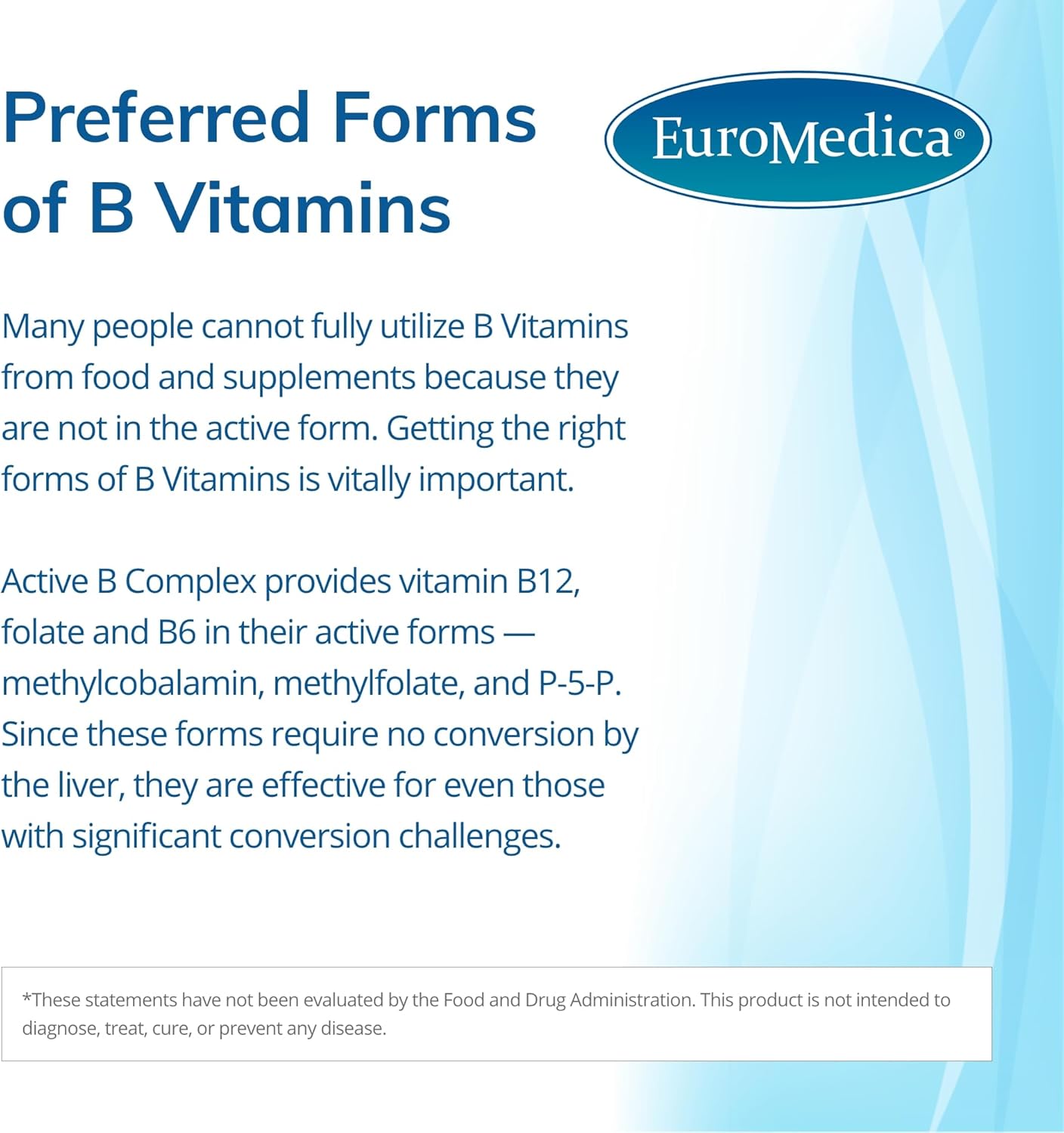 Euromedica Active B Complex Supplement - 60 Vegan Capsules for Energy and Wellness