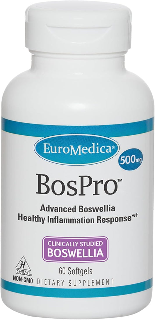 Euromedica BosPro Boswellia Serrata Extract Softgels for Lung Support - Herbal Dietary Supplement with 60 Softgels
