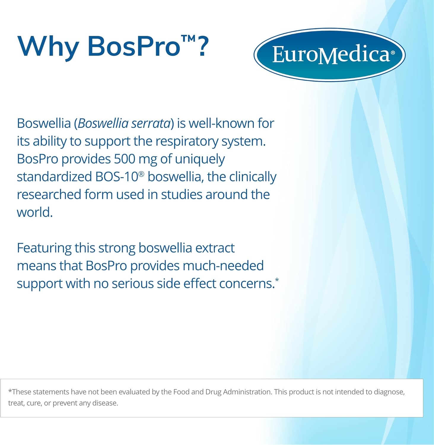 Euromedica BosPro Boswellia Serrata Extract Softgels for Lung Support - Herbal Dietary Supplement with 60 Softgels