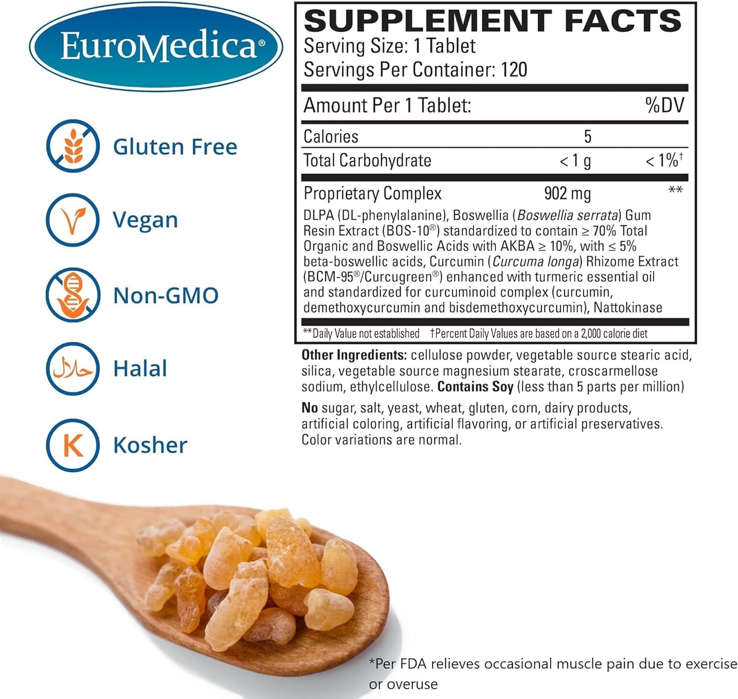 Euromedica Curaphen Extra Strength 240 Servings - 120 Tablets x 2, Curcumin, Boswellia, DLPA, Nattokinase
