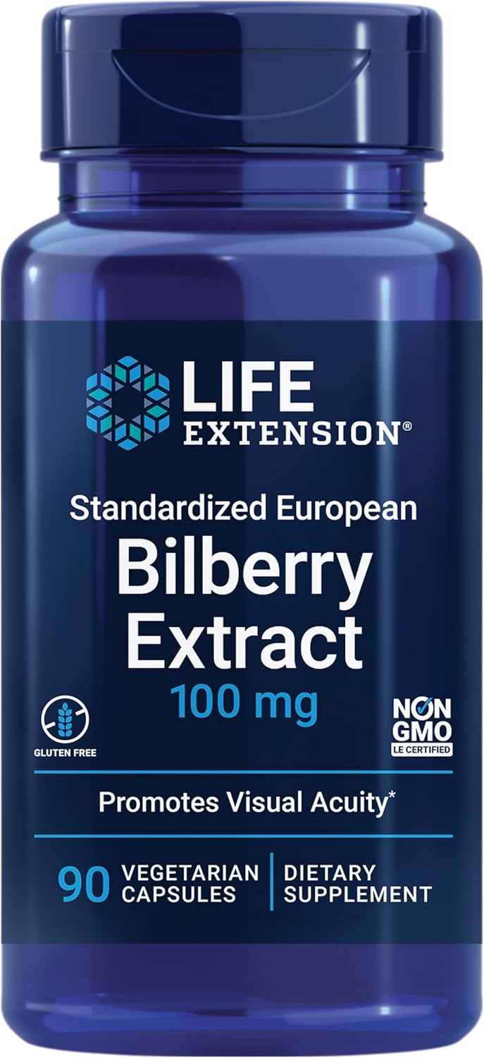 European Bilberry Extract Capsules - 100mg MirtoSelect® Vaccinium myrtillus for Eye Health, Circulation, Lubrication - 90ct, Gluten-Free, Non-GMO, Vegetarian