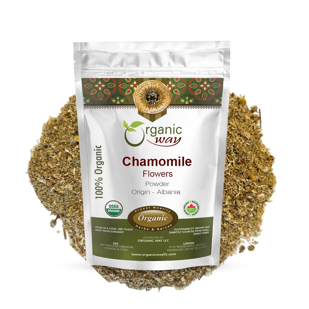 European Wild-Harvest Chamomile Flowers Powder - Organic, Kosher, Non GMO, Gluten Free - USDA Certified - Albania Origin (1/4 LBS / 4 Oz)