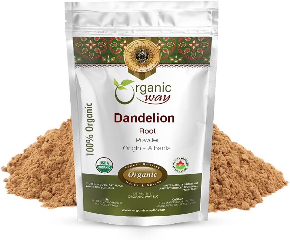 European Wild-Harvest Dandelion Root Powder Herbal Tea - Organic, Kosher, Non GMO, Gluten Free - USDA Certified - Albania Origin (1/2LBS / 8Oz)