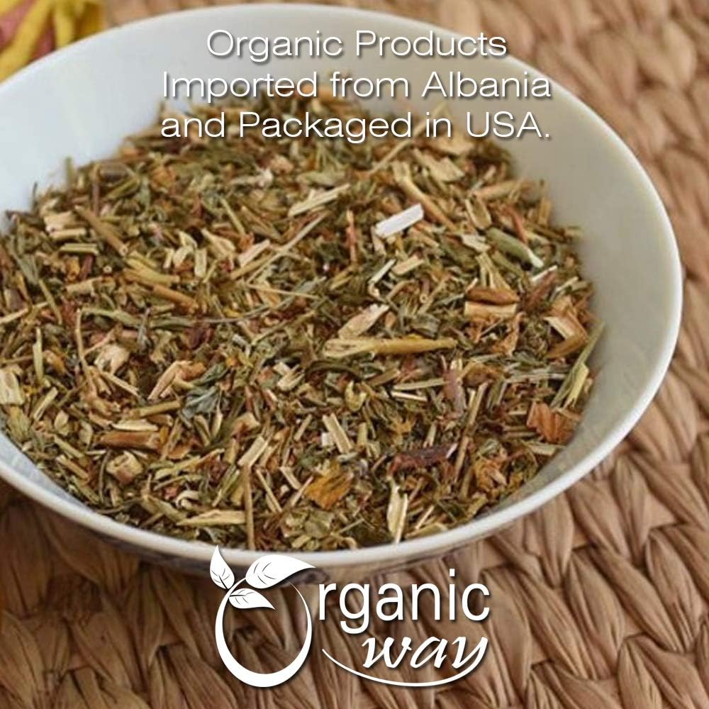 European Wild-Harvest St. John's Wort Cut & Sifted Herbal Tea - Organic, Kosher, USDA Certified - Vegan, Non GMO, Gluten Free - Albania Origin (1LBS/16Oz)
