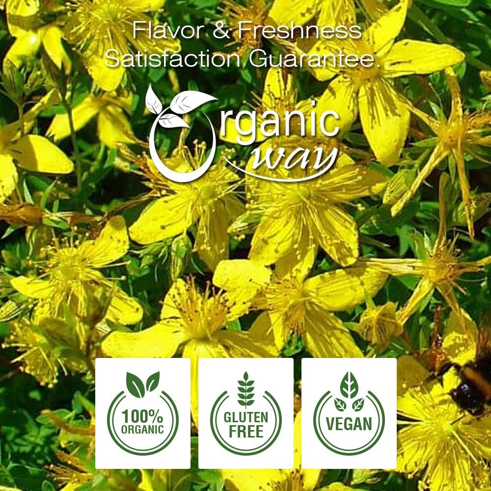 European Wild-Harvest St. John's Wort Cut & Sifted Herbal Tea - Organic, Kosher, USDA Certified - Vegan, Non GMO, Gluten Free - Albania Origin (1LBS/16Oz)