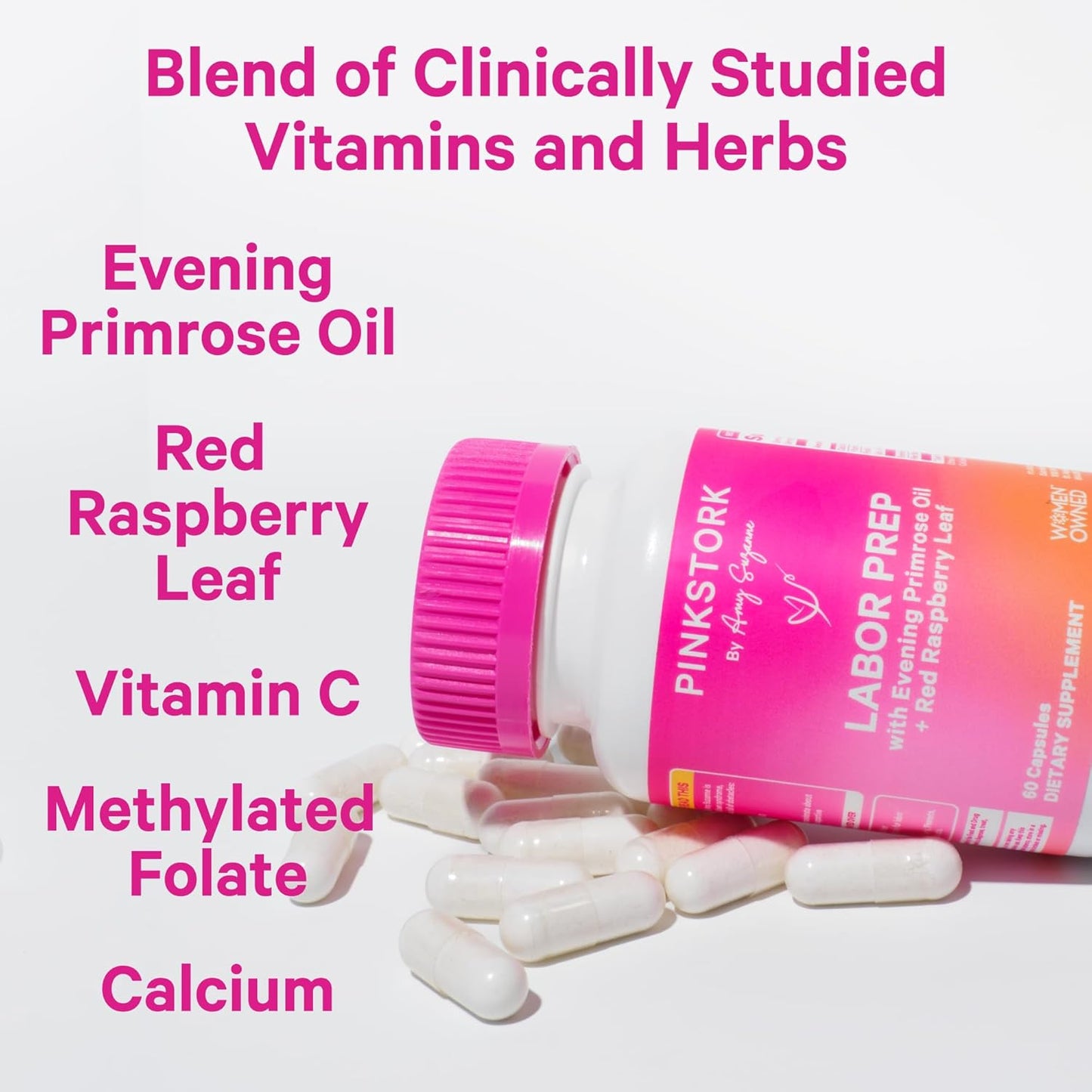 Evening Primrose Oil & Red Raspberry Leaf Tea Capsules for Labor Prep & Postpartum Care - Gentle Third Trimester Pregnancy Support, 60 Capsules - BoostGo Australia