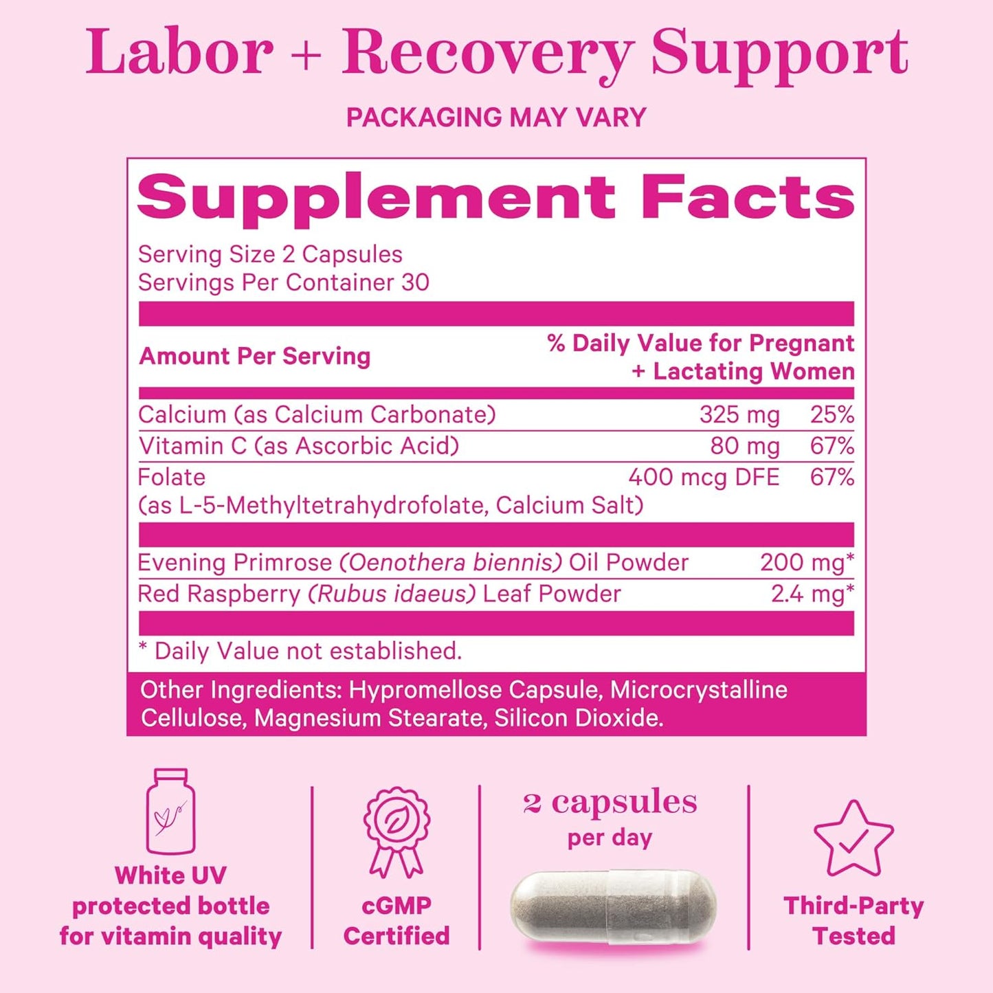 Evening Primrose Oil & Red Raspberry Leaf Tea Capsules for Labor Prep & Postpartum Care - Gentle Third Trimester Pregnancy Support, 60 Capsules - BoostGo Australia