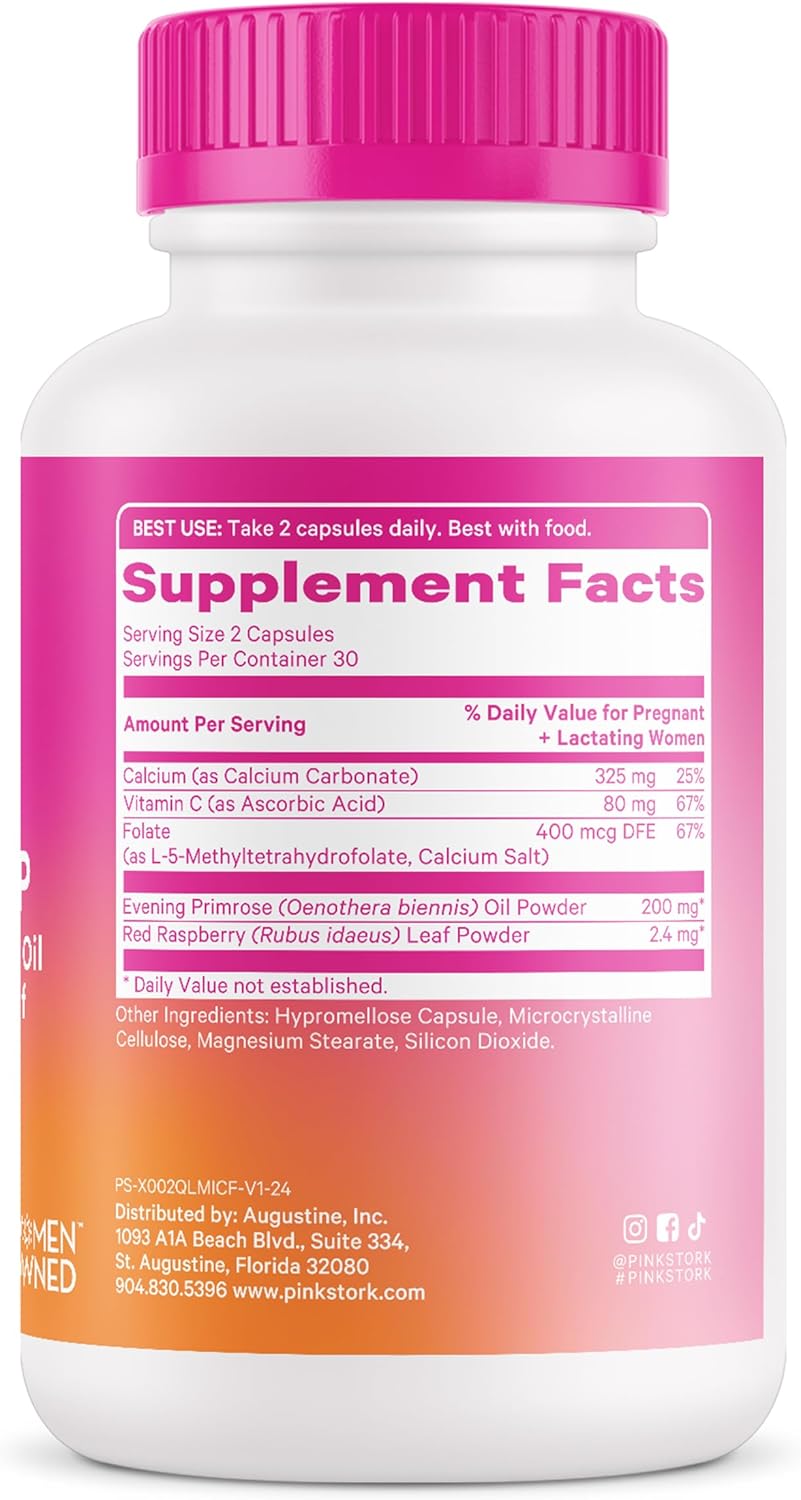 Evening Primrose Oil & Red Raspberry Leaf Tea Capsules for Labor Prep & Postpartum Care - Gentle Third Trimester Pregnancy Support, 60 Capsules - BoostGo Australia