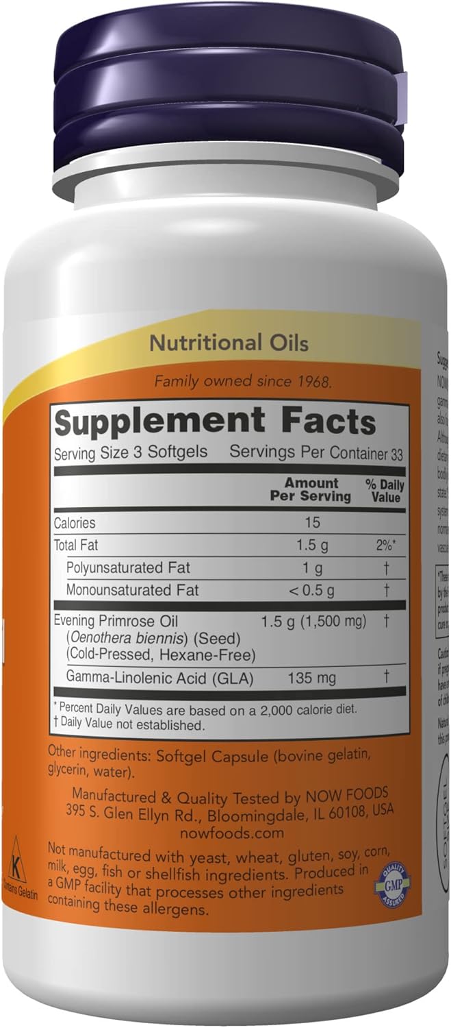 Evening Primrose Oil Softgels - NOW Foods NOW Solutions, 500 mg, 100 Count