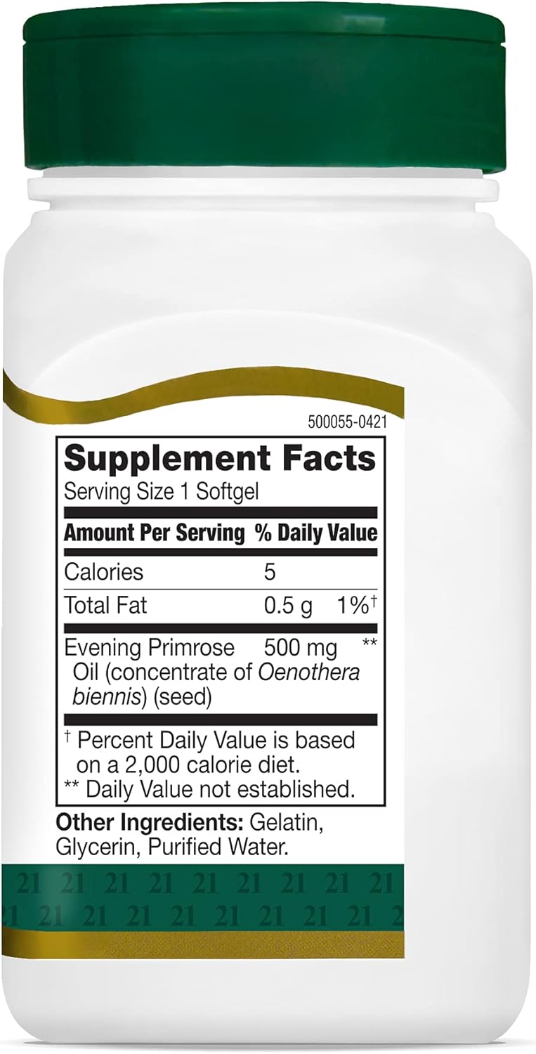 Evening Primrose Oil Softgels, 120 Count for Hormonal Balance & Skin Health