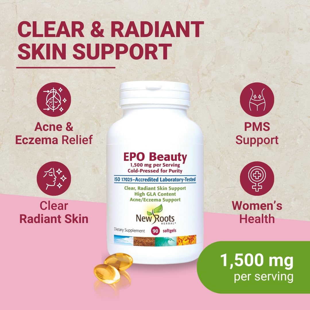 Evening Primrose Oil Supplement - 500mg (90 Softgels) | Cold Pressed with High GLA Content for Women's Health & Radiant Skin by New Roots Herbal