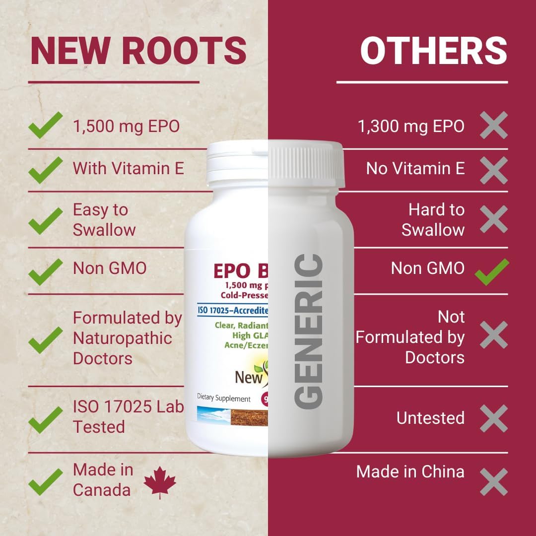 Evening Primrose Oil Supplement - 500mg (90 Softgels) | Cold Pressed with High GLA Content for Women's Health & Radiant Skin by New Roots Herbal