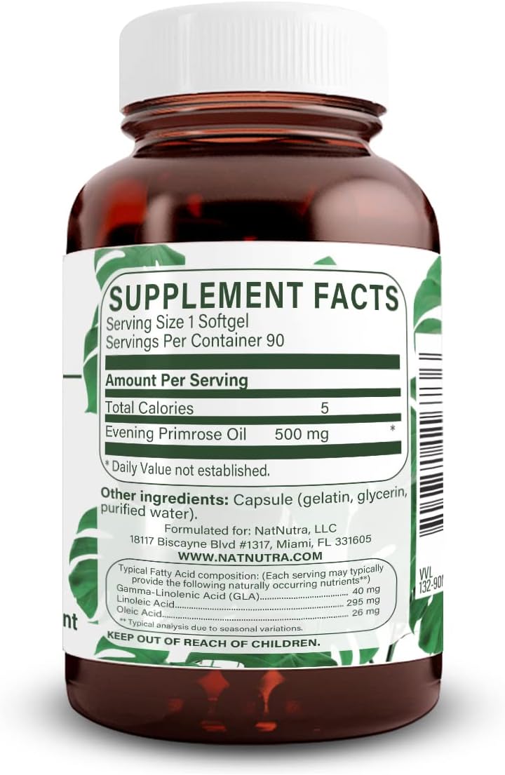 Evening Primrose Oil Supplement 500mg Softgel for Fatty Acid & Nerve Health, Skin Clarity, Heart Health - 90 ct. - BoostGo Australia