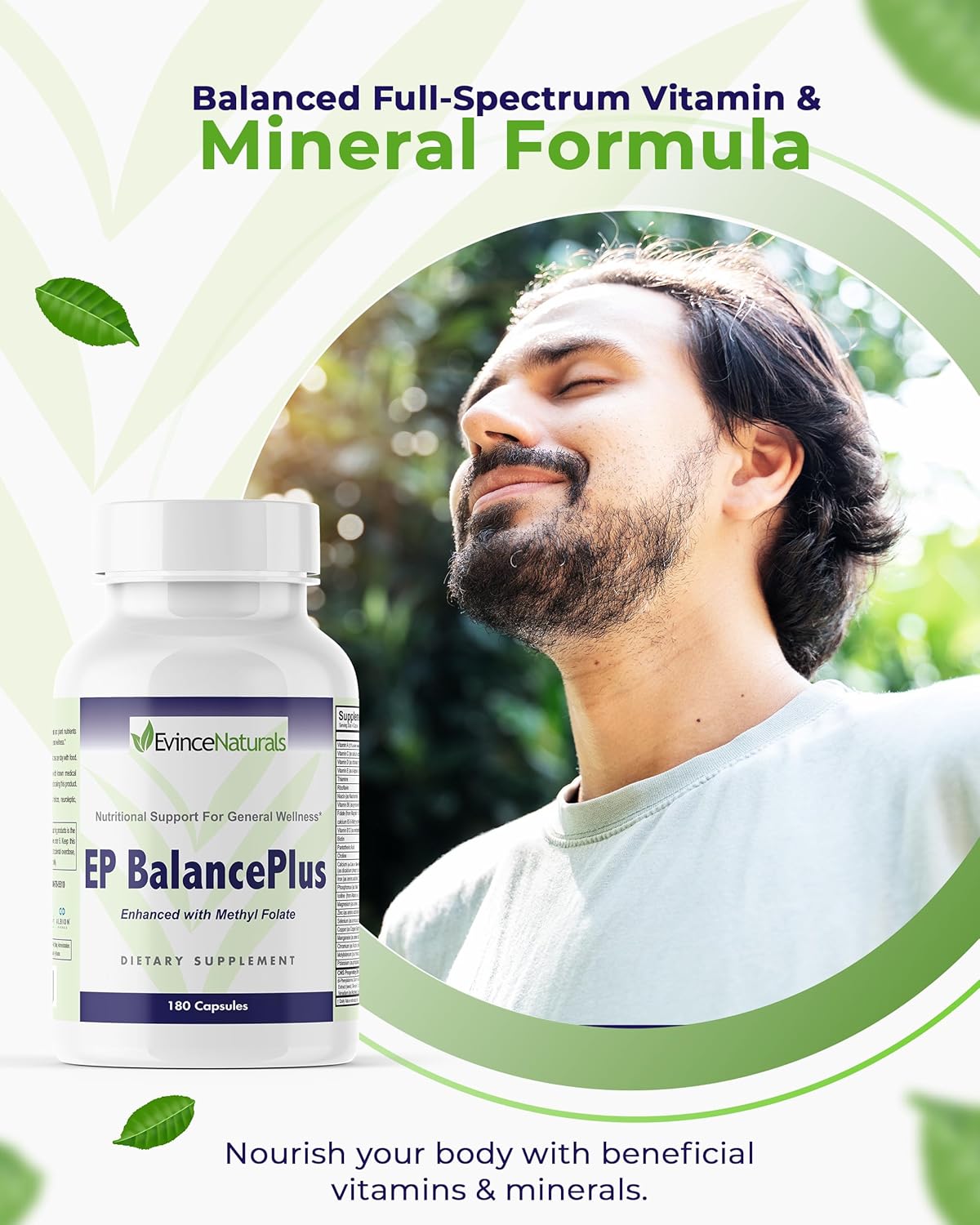 EvinceNaturals EP BalancePlus Multivitamin for Adults - Men's and Women's Multivitamin with Methyl Folate, Amino Acids, and Minerals - 180 Capsules for General Wellness and Nutritional Support