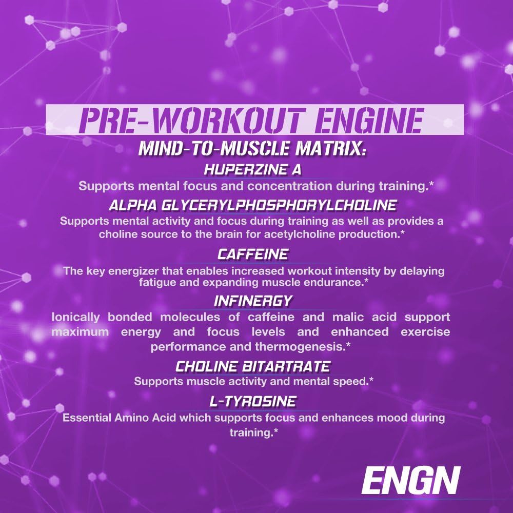 Evlution EVL Intense Pre Workout Powder - ENGN Energizing Drink for Men with Creatine, Beta Alanine, Caffeine, L Theanine - Furious Grape Flavor for Energy and Focus